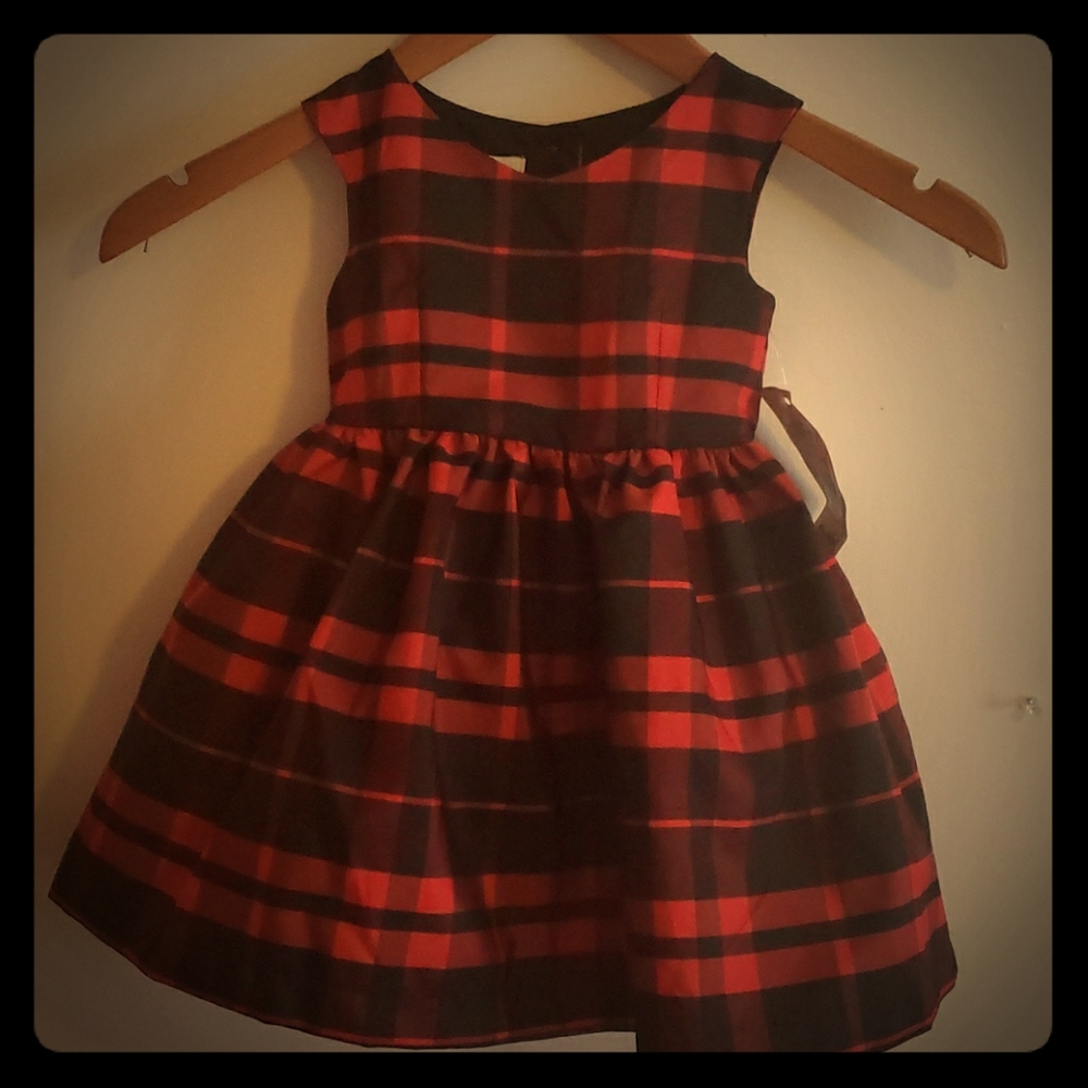 12m Girls Red and Black plaid dress